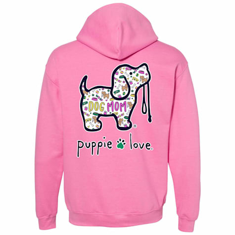Puppie Love Dog Mom Pattern Pup Adult Unisex Hooded Sweatshirt