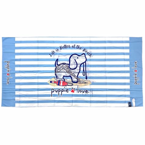 Puppie Love Life is Better Pup Quick Drying Microfiber Beach Towel