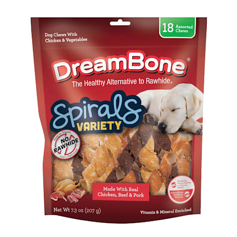 DreamBone Spirals Chicken, Beef or Pork, Rawhide-Free Chews for Dogs Variety Pack