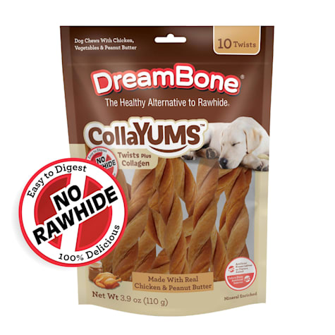 DreamBone CollaYUMS Twists Plus Collagen Rawhide-Free Chews for Dogs