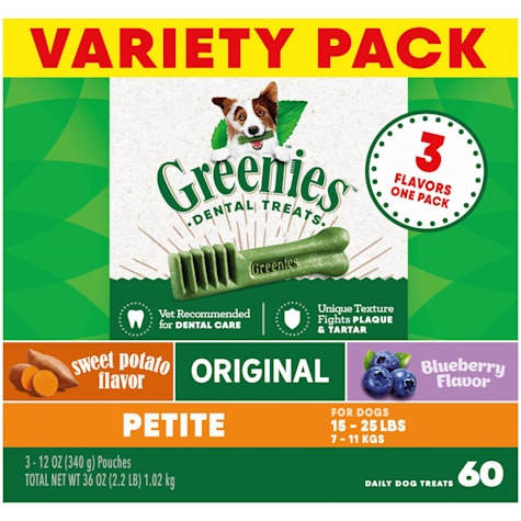 Greenies Natural Dental Care Dog Treats Petite Size Variety Pack
