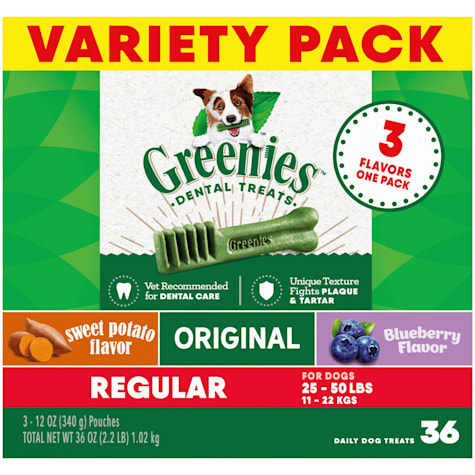 Greenies Natural Dental Care Dog Treats Regular Size Variety Pack