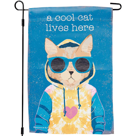 Primitives by Kathy A Cool Cat Lives Here Garden Flag