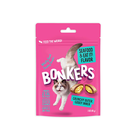 BONKERS Cat Bites Crunchy & Soft Seafood & Eat It! Flavored Cat Treats