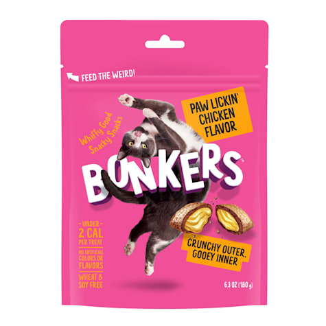BONKERS Cat Bites Crunchy & Soft Paw Lickin' Chicken Flavored Cat Treats