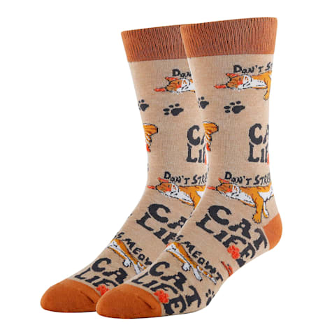 Oooh yeah! Men's Cat Life Funny Crew Socks