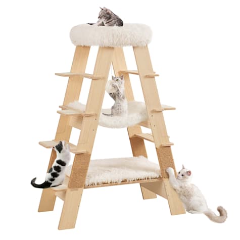 UniPaws Pyramid Wooden Cat Ladder Tree 5-Level