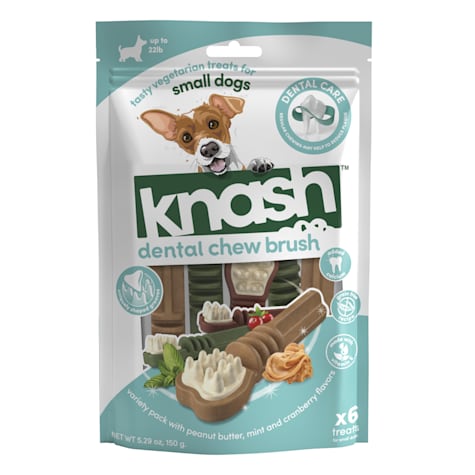 Knash Dental Chew Brush Peanut Butter, Mint, Cranberry Small for Dogs