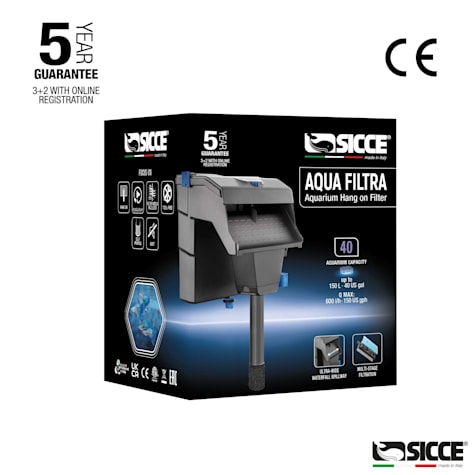 Sicce Hang On Aqua Filtra 40 110-120V/60Hz 7.55Ft 2P US