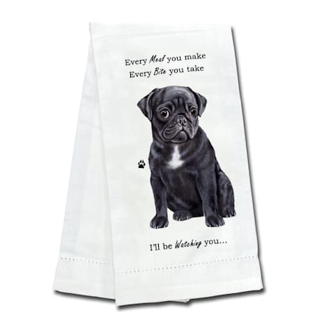 E&S Pets Black Pug Kitchen Towel