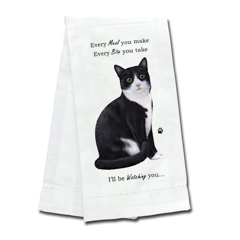 E&S Pets Black & White Cat Kitchen Towel