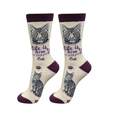 E&S Pets Silver Tabby Cat Socks