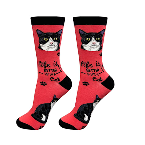 E&S Pets Black & White Cat Socks