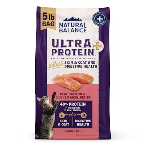 Natural Balance Ultra Protein Skin & Coat and Digestive Health, Real Salmon & Chicken Meal Recipe Plus Dry Cat Food