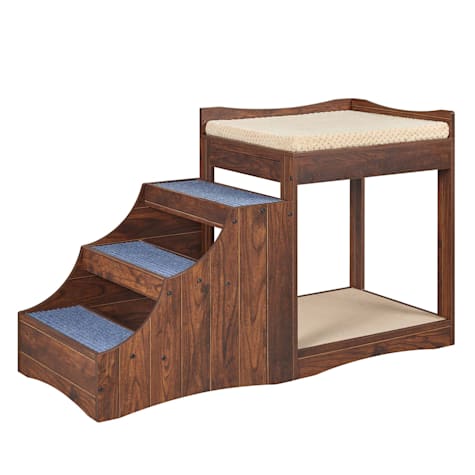 UniPaws Pet Bunk Bed with Removable step and Top Cushion