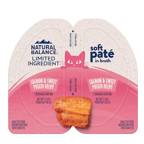 Natural Balance Limited Ingredient Split Cup Salmon & Sweet Potato Recipe Soft Pate in Broth Wet Cat Food