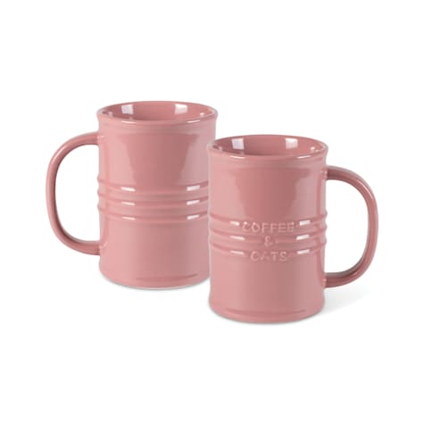 PetShop by Fringe Studio Coffee & Cats Blush Sculpted Stoneware Mug