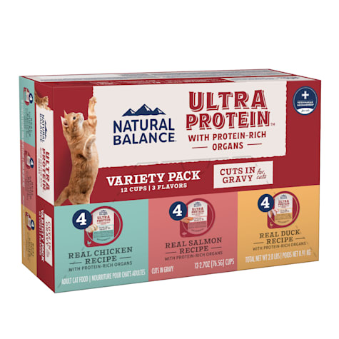 Natural Balance Ultra Protein Chicken, Duck and SalmonWet Cat Food Cuts in Gravy Variety Pack