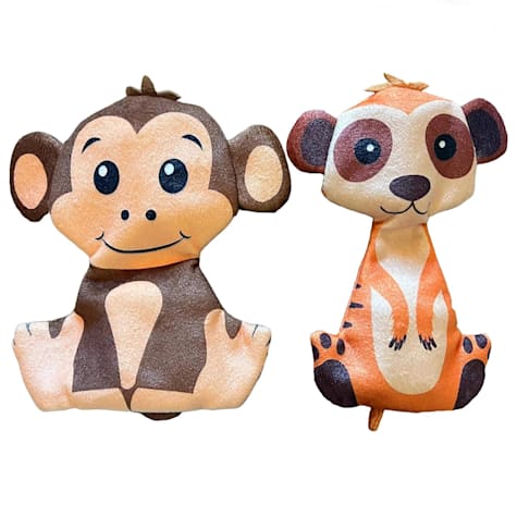 Piggy Poo and Crew Monkey & Meerkat Ruffhouse Toys Durable, Double-Layered, Bite-Proof Squeakers