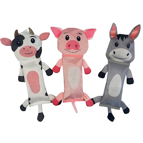 Piggy Poo and Crew Cow Pig & Donkey 3 Pack Bite-Proof Squeaker Ruffhouse Pet Toys