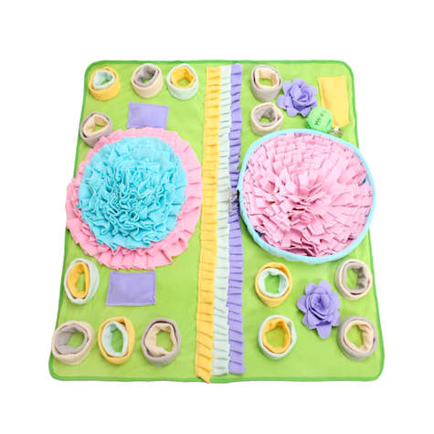 Piggy Poo and Crew Double Bowl Snuffle Mat with a Treat Ball and Squeakers