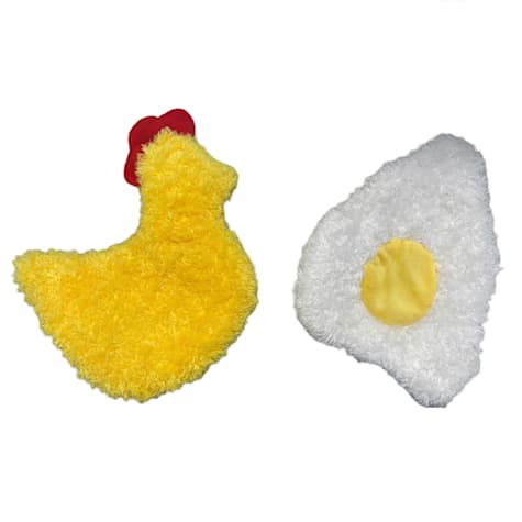 Piggy Poo and Crew Chicken and Egg Crinkle Squeaker Fetch Toys for Dogs Puppies Small Animals