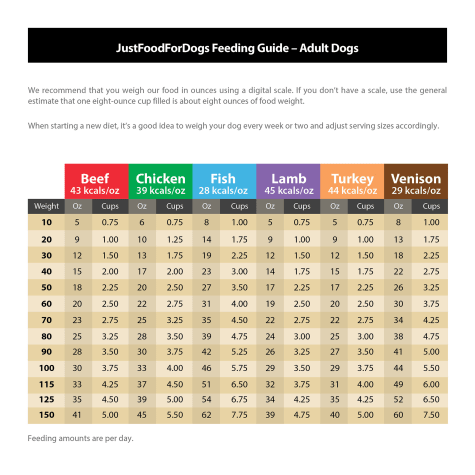 just food for dogs feeding guide