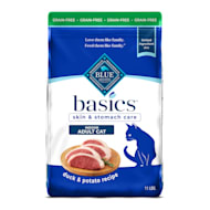 Blue Buffalo Basics Skin & Stomach Care, Limited Ingredient Diet for Indoor Cats, Duck & Potato Dry Cat Food