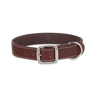 YOULY The Rebel Brown Leather Bone Stud Dog Collar, Medium