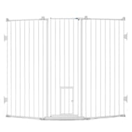 Carlson Pet Products Tuffy Metal Expandable Pet Gate, Includes Small Pet  Door, 24 x 22-38 inch, Beige