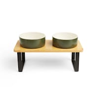 Small Dog Feeder / Small Dog Bowls Stand With Stone Top and Metal