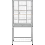 Topeakmart Light Gray Metal Bird Cage with Rolling Detachable Stand