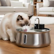 PawsPik Stainless Steel Battery-Operated Round Dog & Cat Water Fountain