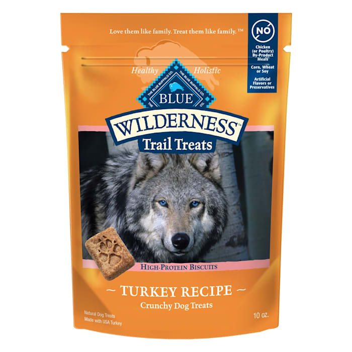 Blue Buffalo Wilderness Trail Treats High Protein Grain Free Crunchy Dog Treats Biscuits with Turkey Recipe - 10oz