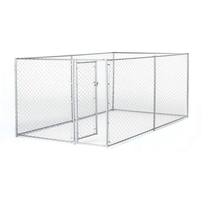 Lucky Dog Boxed Chain Link Kennel, 10' L X 5' W X 4' H, X-Large, Silver -  CL 41098