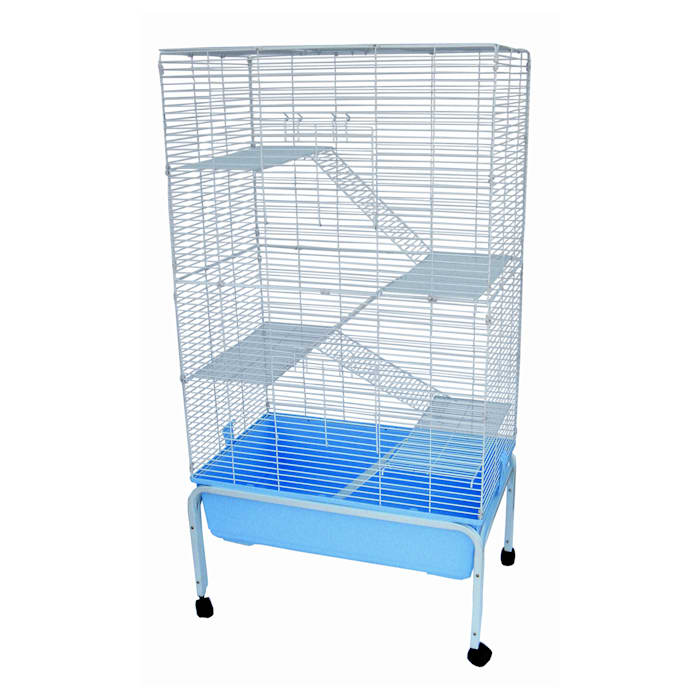 YML 5 Level Blue Ferret Cage With Stand, 32"" L X 20"" W X 60"" H, 40 LBS, White / Blue -  SA3220F5SA3220STD