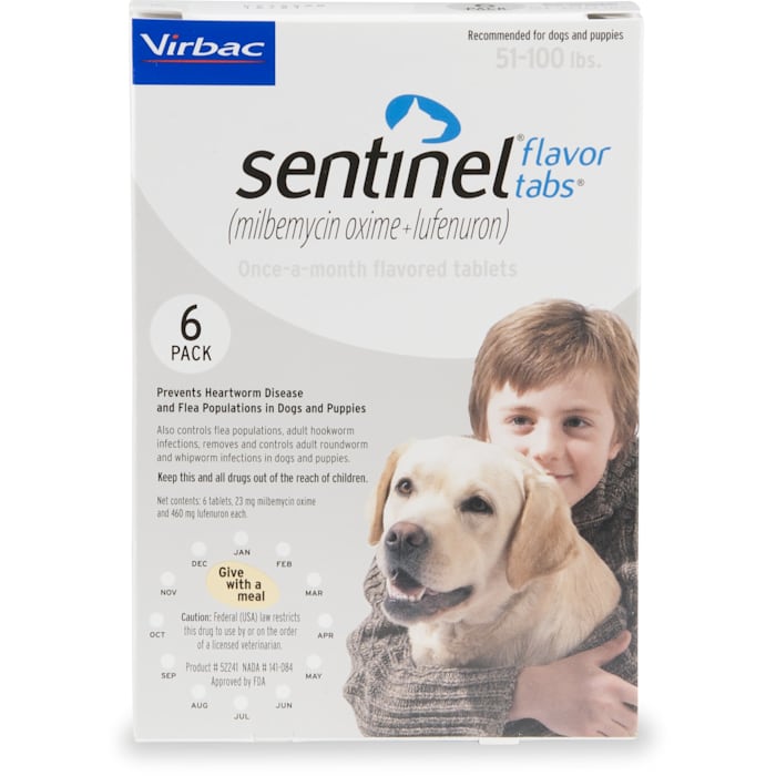 Sentinel Flavor Tablets for Dogs 51 to 100 lbs, 6 Month Supply -  0050074