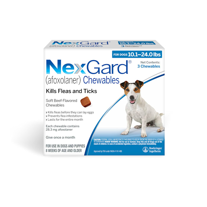 NexGard Chewables for Dogs 10.1 to 24 lbs., 3 Month Supply, 3 CT -  51108