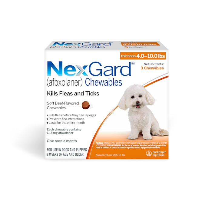 NexGard Chewables for Dogs 4 to 10 lbs, 3 Month Supply, 3 CT -  51107