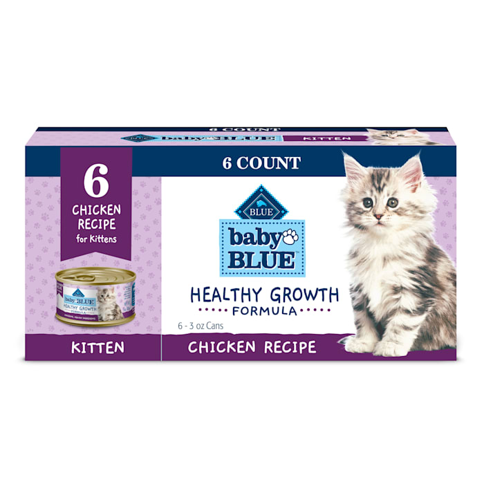 Blue Buffalo Baby BLUE Healthy Growth Formula Natural Kitten Pate Wet Cat Food Multi-Pack  Chicken Recipe 3-oz (6 Count)