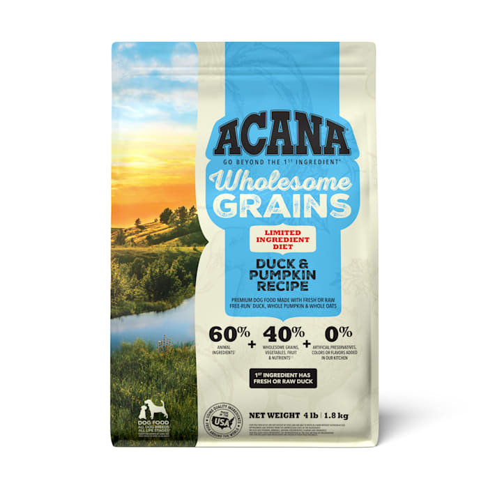 UPC 064992517458 ACANA Wholesome Grains Duck & Pumpkin Recipe Dry Dog Food, 4 lbs.