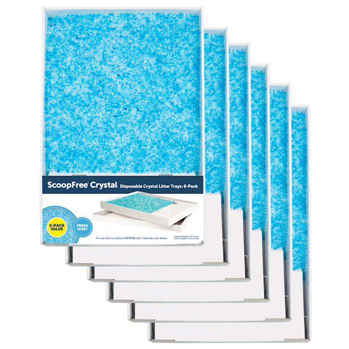 PetSafe ScoopFree Complete Replacement Blue Crystal Litter Tray  6-Pack Easy Cleanup with Disposable Tray Includes Leak Protection and Low Tracking Litter