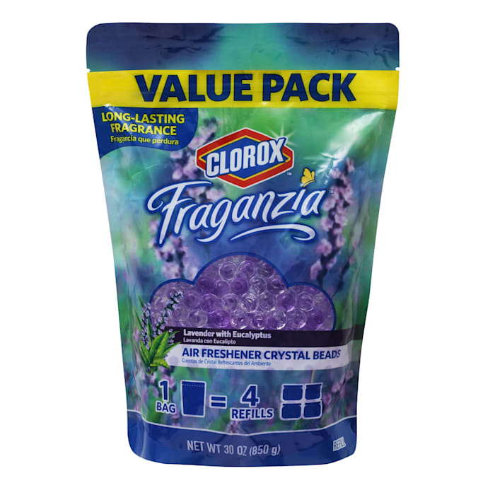 Clorox - BB11979 Fraganzia Air Freshener Crystal Beads Refill Pouch in Lavender with Eucalyptus | Long Lasting Fragrance Value Pack, 30 Ounces Value Pack Air Freshener Refills 12 packs 