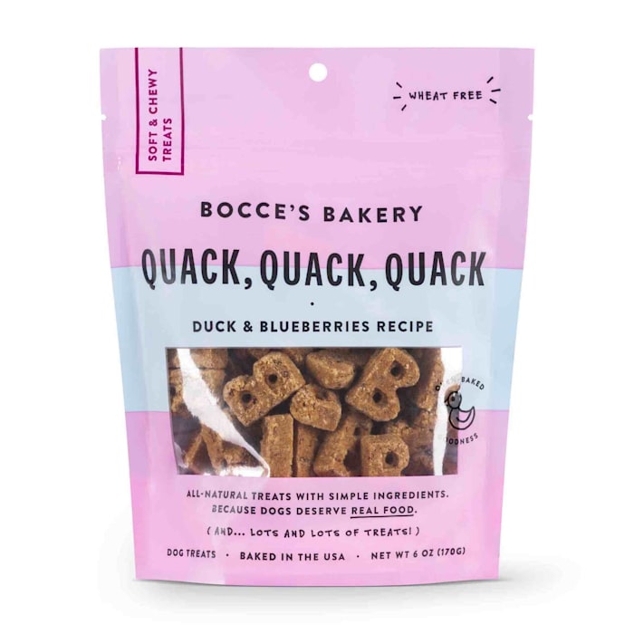 Bocce's Bakery Quack Quack Quack in Duck Flavor Soft and Chewy Dog Treats - 6oz (best by 9/22/2024)