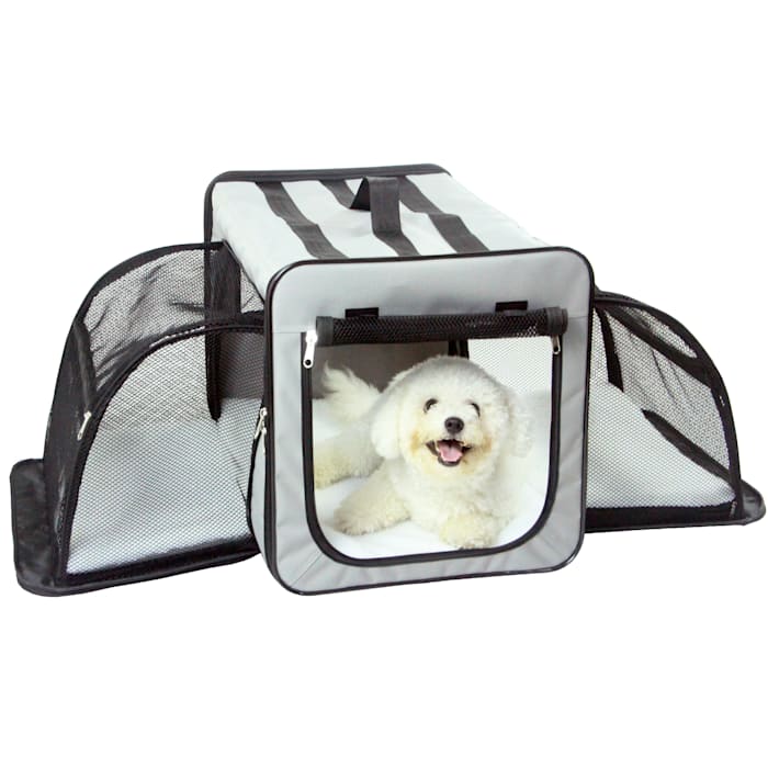 Photos - Pet Carrier / Crate no brand Pet Life Pet Life Grey Capacious Dual-Expandable Wire Folding Lightweight 