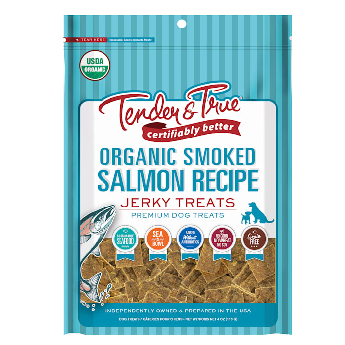 Tender & True Pet Nutrition Organic Smoked Salmon Jerky Dog Treats, 4 oz -  74001