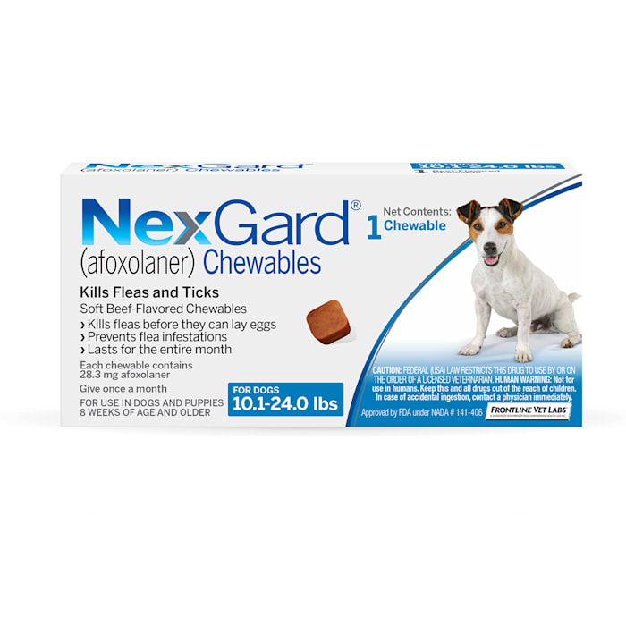 NexGard Chewables for Dogs 10.1 to 24 lbs., 1 Month Supply, 1 CT -  25072408MD