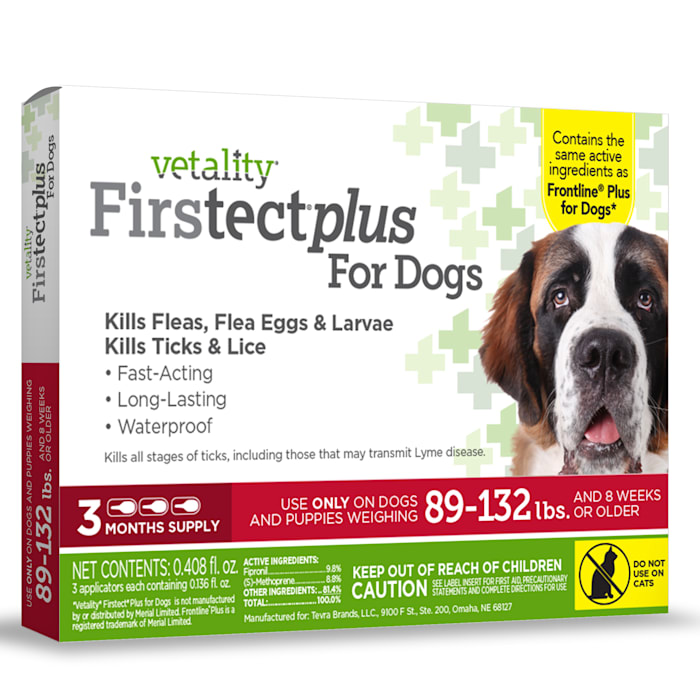 Vetality Firstect Plus for Dogs 89-132 lbs., 3 Dose, X-Large -  25015