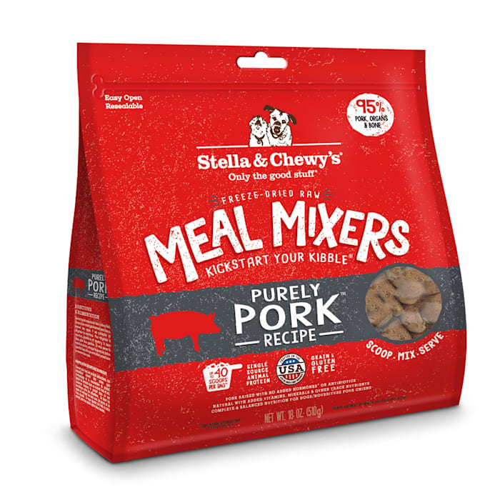 Stella & Chewy s Freeze-Dried Raw Purely Pork Meal Mixers Dog Food Topper  18 oz. Bag