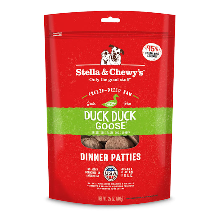 ((Use By 11/05/2024))Stella & Chewy s Duck & Goose Dinner Patties Grain-Freeze-Dried Dry Dog Food  25 oz 4 Case 